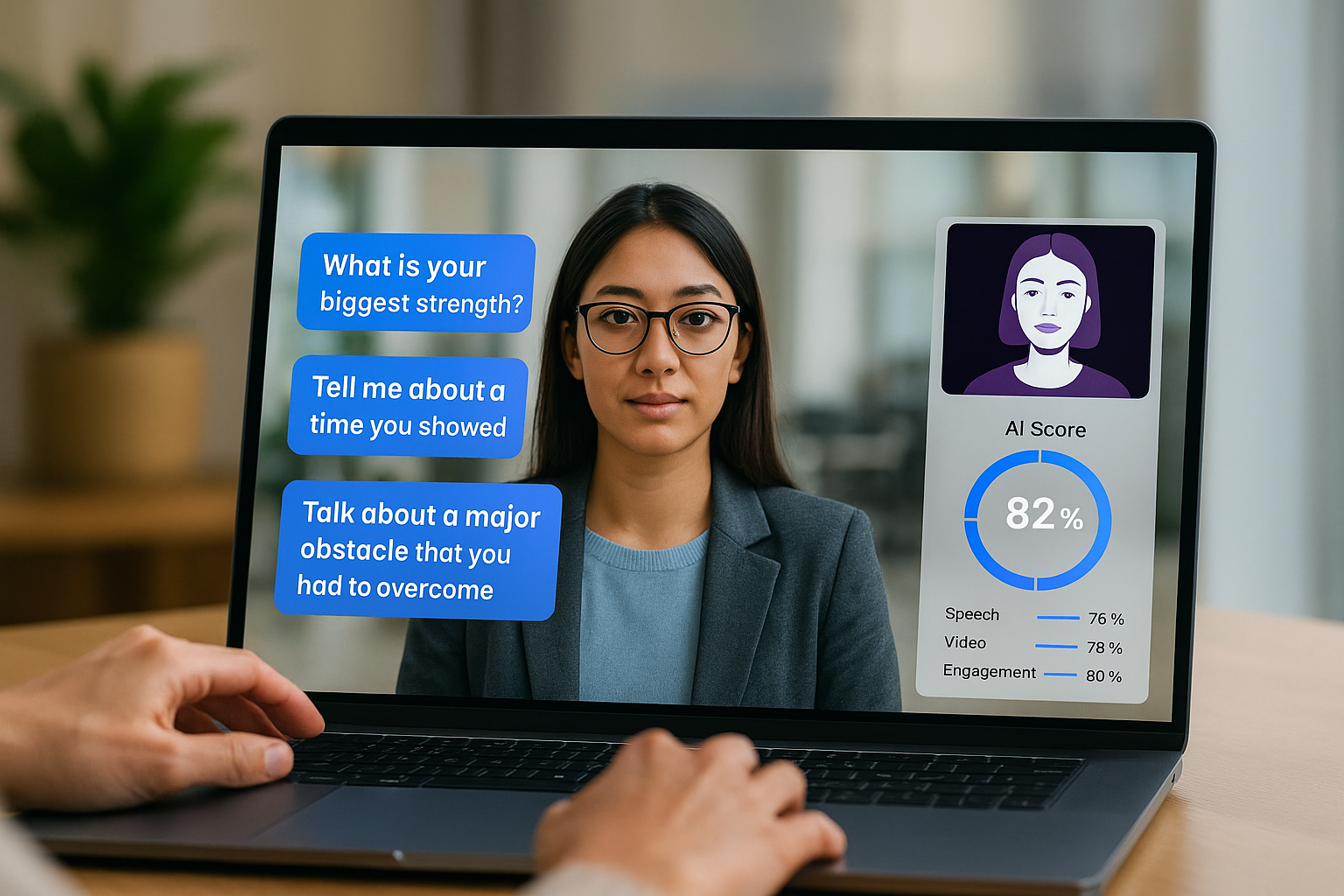 Candidate preparing for AI interview